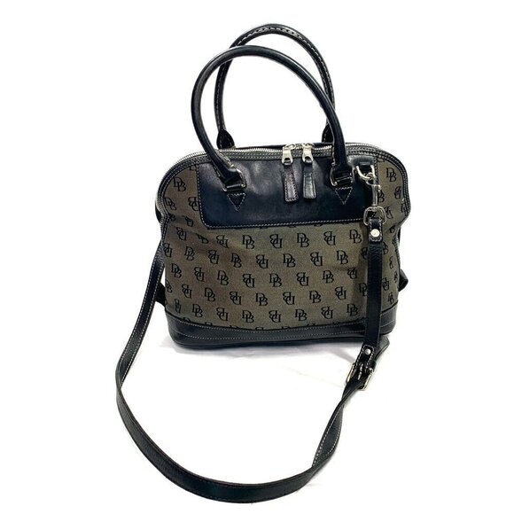 Dooney & Bourke Anniversary Dome Satchel Grey Canvas Black Trim A1114819 Y2K - Picture 9 of 12